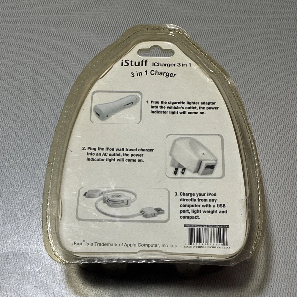 Vintage iStuff 3-in-1 Phone Charger Pack (Car/Travel/Data)
